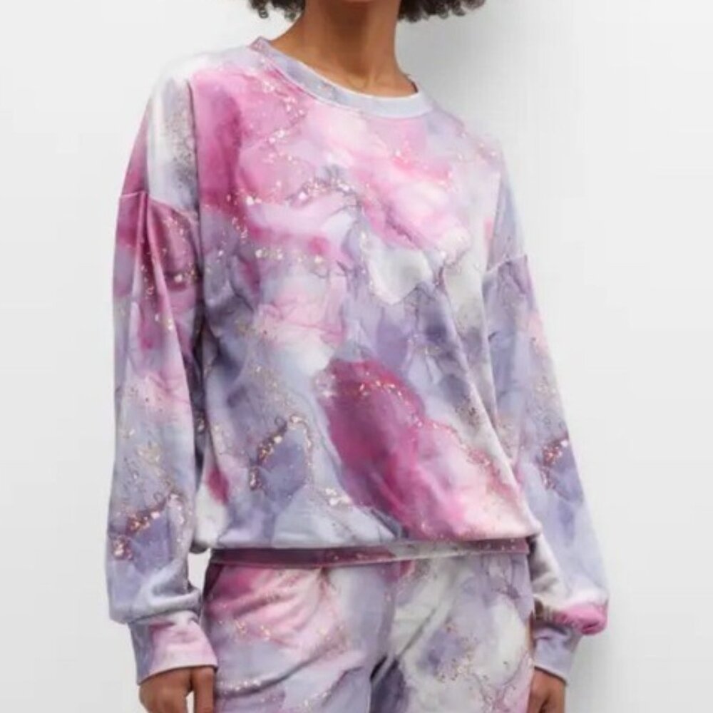 PJ Salvage Marble Mayhem Pink Haze Pajama Top Lounge Sleep Sweatshirt Size 1X